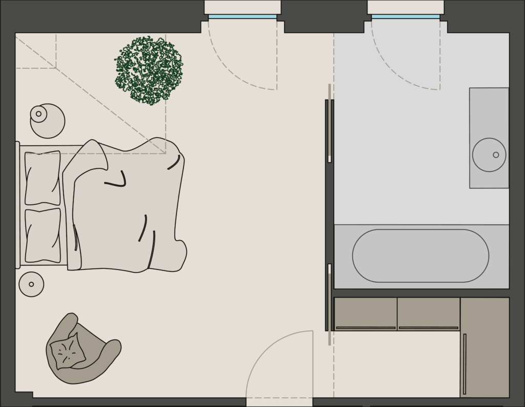 Master bedroom and en-suite bathroom layout variations for BUCHBERG 8 townhouses