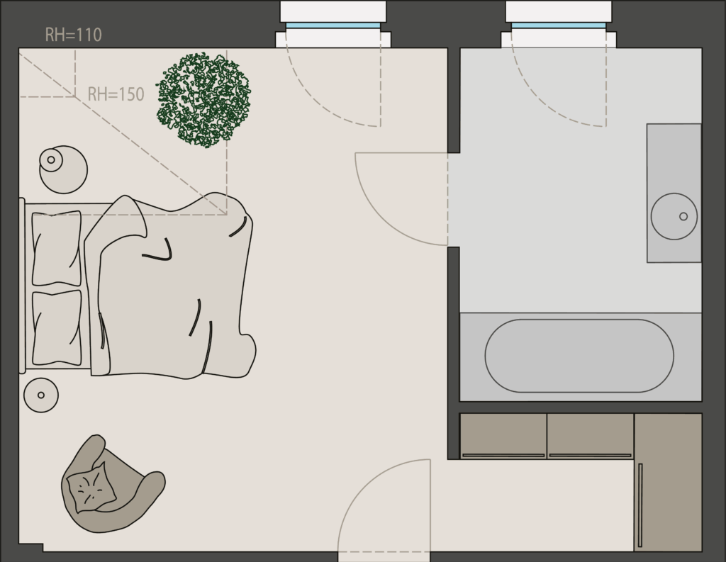 Master bedroom and en-suite bathroom layout variations for BUCHBERG 8 townhouses